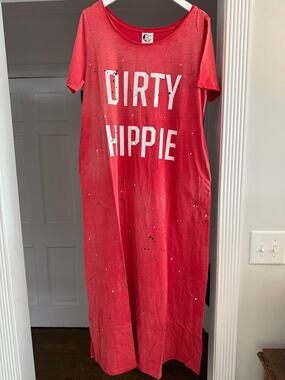 Jaded Gypsy Dirty Hippie Tee Dress Red OS NWT